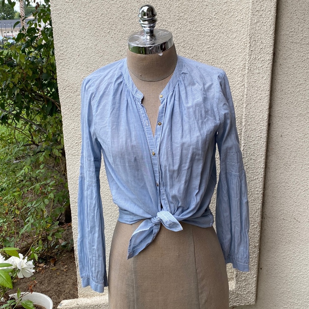 Ulla Johnson from Neiman’s 100% cotton lovely thin blue & white striped blouse - Picture 2 of 12